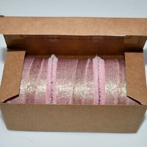 Lyrow 1.5" x 30 Yds Chiffon Ribbon – Shimmery Rose Gold Silk Frayed Ribbon 3 Rol